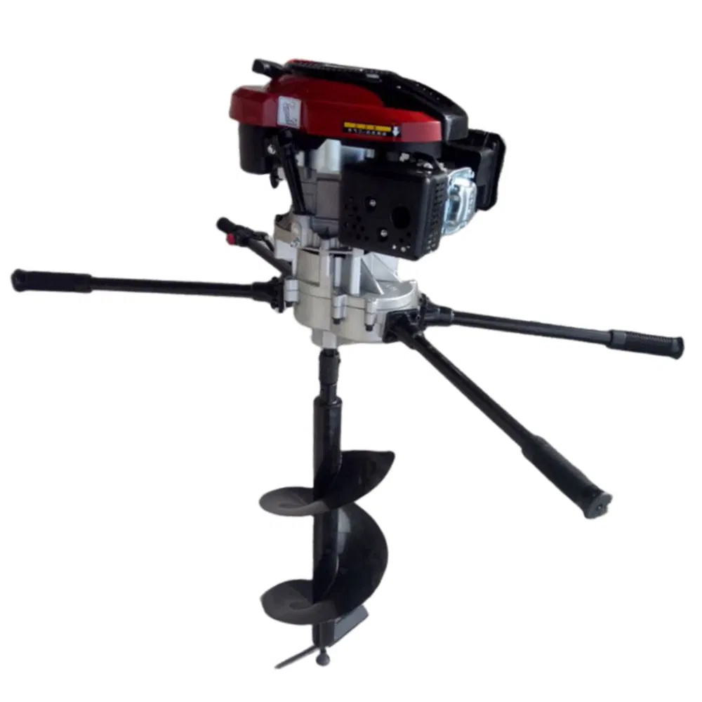 High Quality 4 Four Stroke 8HP 196cc Small Hand Push Walk Behind Digging Machine/Earth Auger with Trolley
