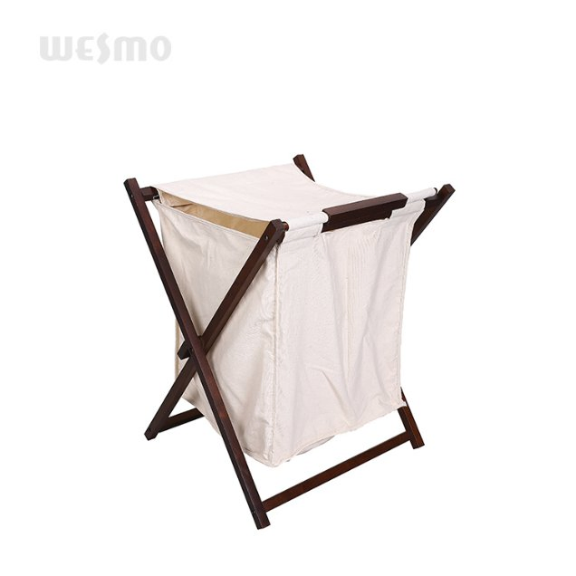 Rubber Wood Laundry Bathroom Accessories Basket