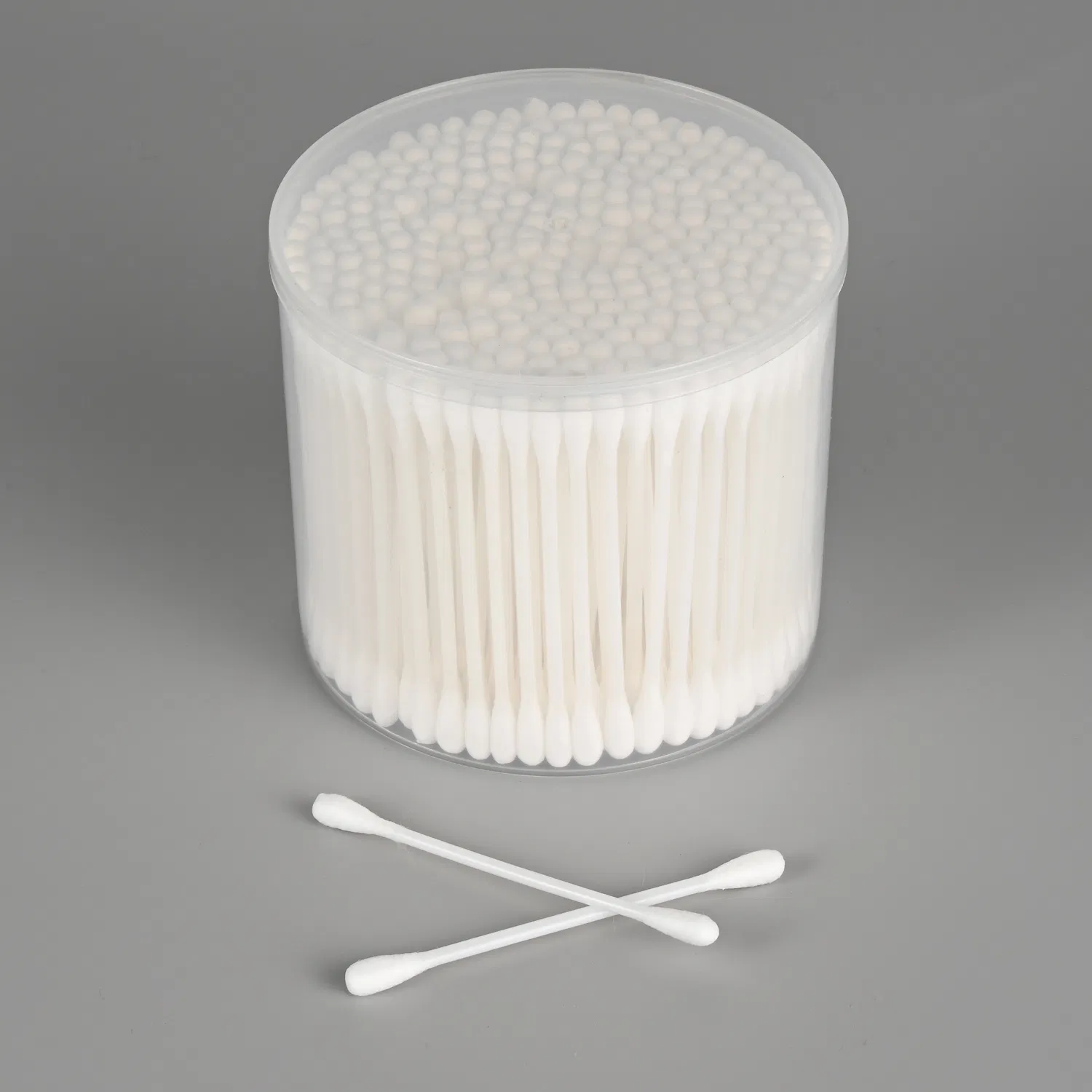 110PCS Plastic Pink Stick Cotton Buds Put in a Heart Style Jar