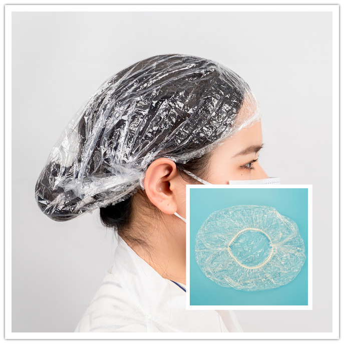 PE Disposable Waterproof Shower Cap for Hotel/Home Use Made by Hand