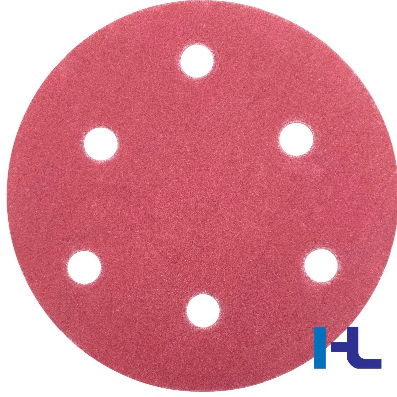 150mm 6inch 17holes Pink Hook&Loop Sand Abrasive Ceramic Sanding Grinding Disc for Polishing Car, Vessel, Composite Materials, Wood, Metal