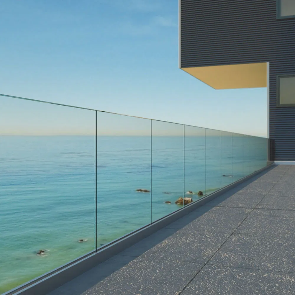 Frameless U Channel Glass Railing with Aluminum Profile