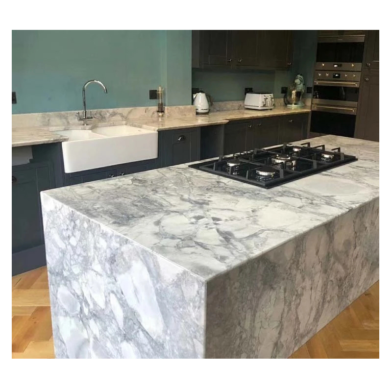 Polished Customize Natural Stone White/Grey Calacatta Quartzite Countertops