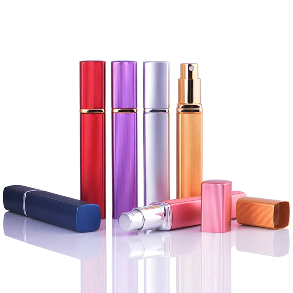 Square Design 12ml Empty Bottle Refillable Glass Perfume Cologne Aluminum Atomizer Bottles with Spray Applicator