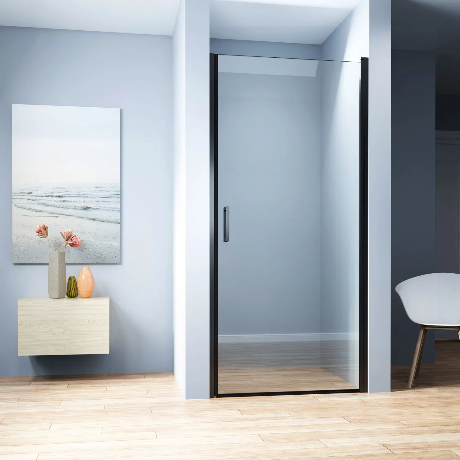 Black Aluminium Alloy Easy Clean 8mm Glass Bathroom Shower Door Factory 90X200
