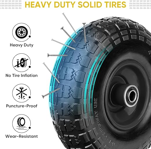 Wheelbarrow Wheel 3.50-8 PU Unbreakable Wheel for Sack Truck Wheelbarrow and Trolley Tires Load 80kg 356 X 80mm Polyurethane Solid Rubber Wheel