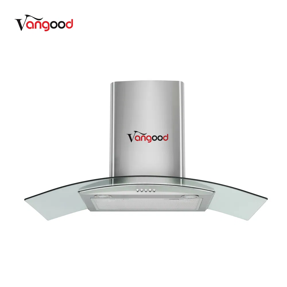 China Smart Household Range Electric Exhaust Chimney Copper Glass Cooker Hood for Kitchen