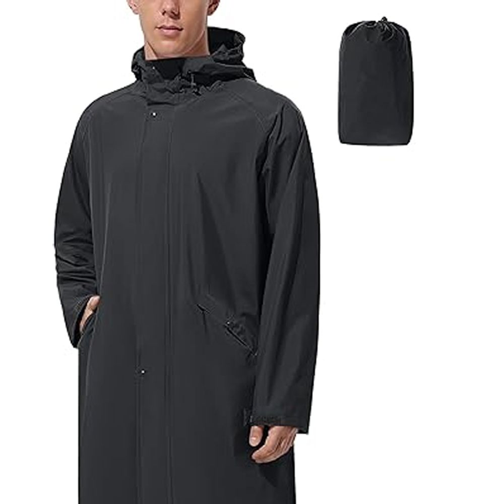 Customize Men's Waterproof Lightweight Long Raincoats for Outdoor Workwear