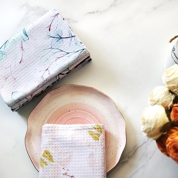 Custom 85% Polyester 15% Nylon Kitchen Dish Towel Waffle Woven Tea Towel for Kitchen Cleaning