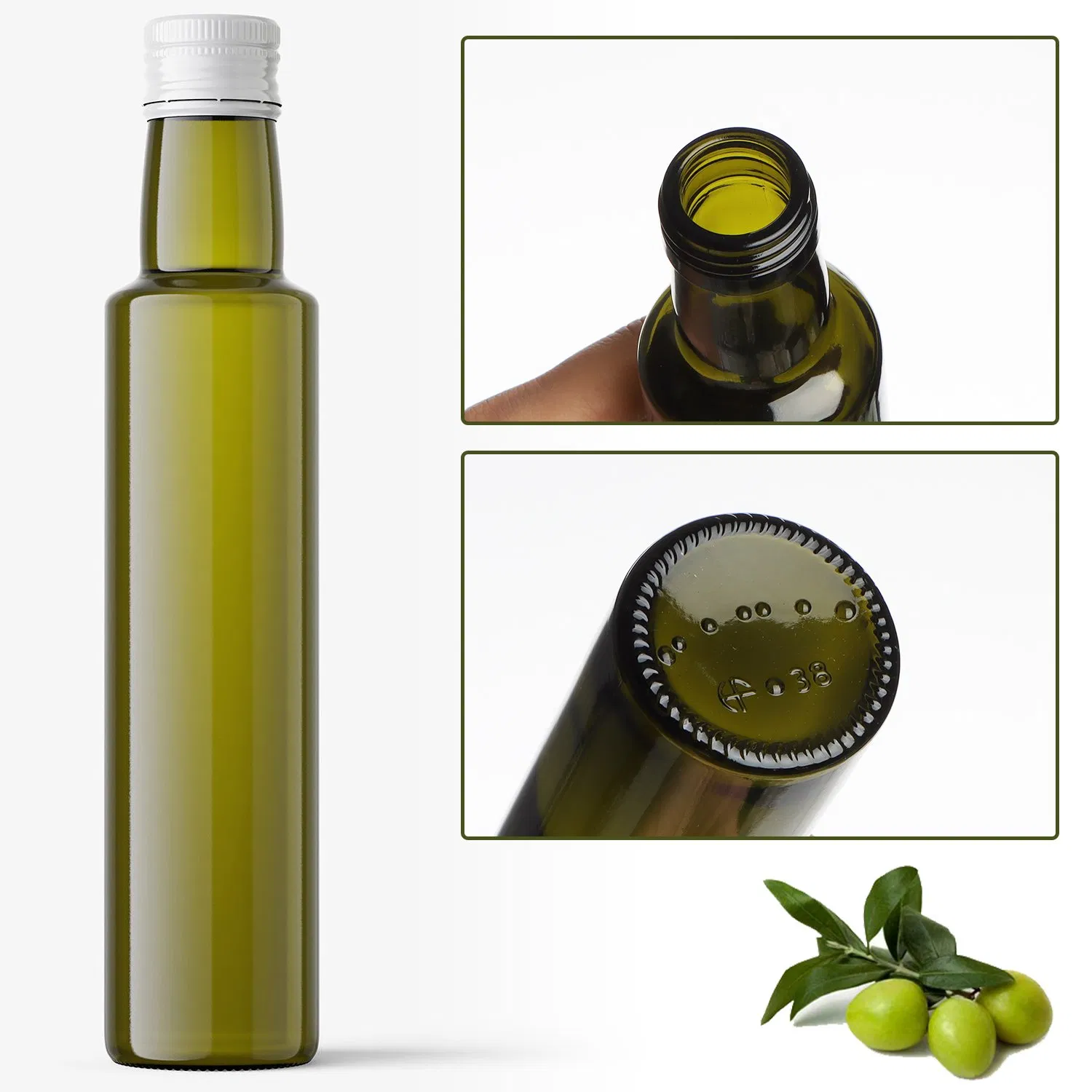 Recyclable 250ml 500ml Square Round Glass Olive Oil Bottles for Olive Oil
