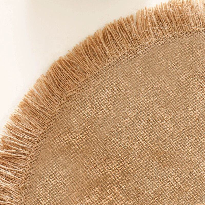 Farmhouse Round Jute Placemats with Fringe for Table Decorations 38cm