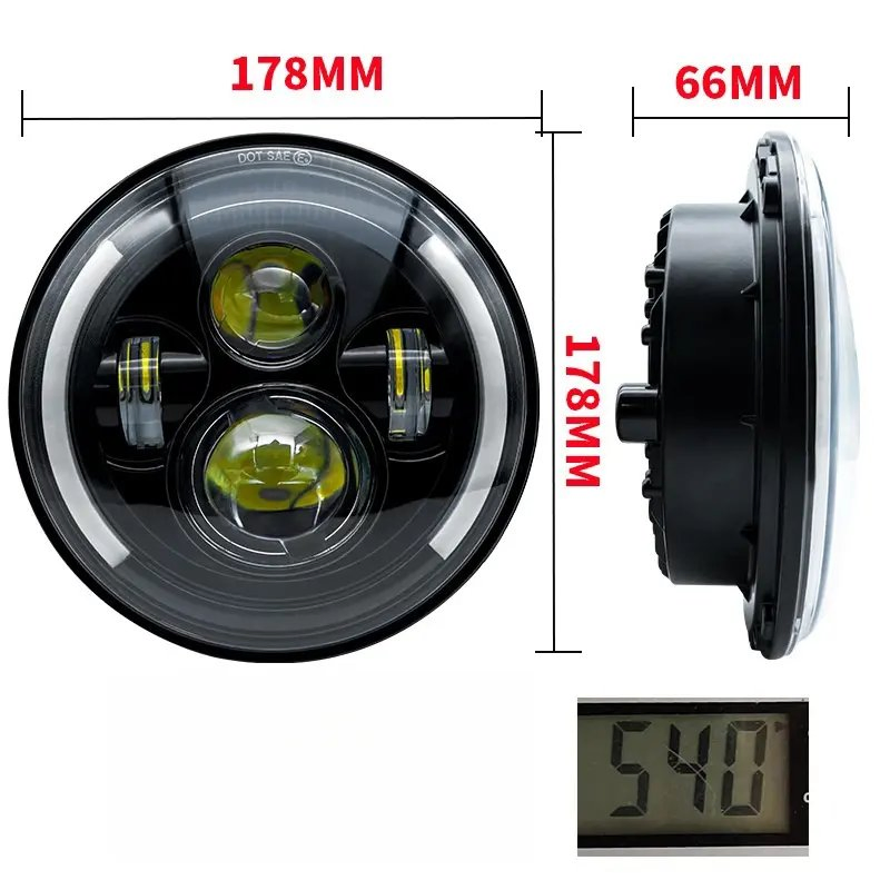 LED фара для мотоцикла 7 дюймов, полукруглая