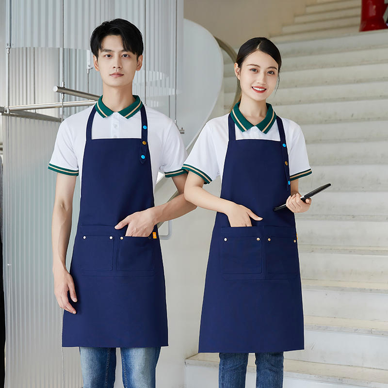 Csjd-F2305#Polyester-Cotton Canvas Kitchen Dirt-Resistant and Wear-Resistant Halterneck Adjustable Apron