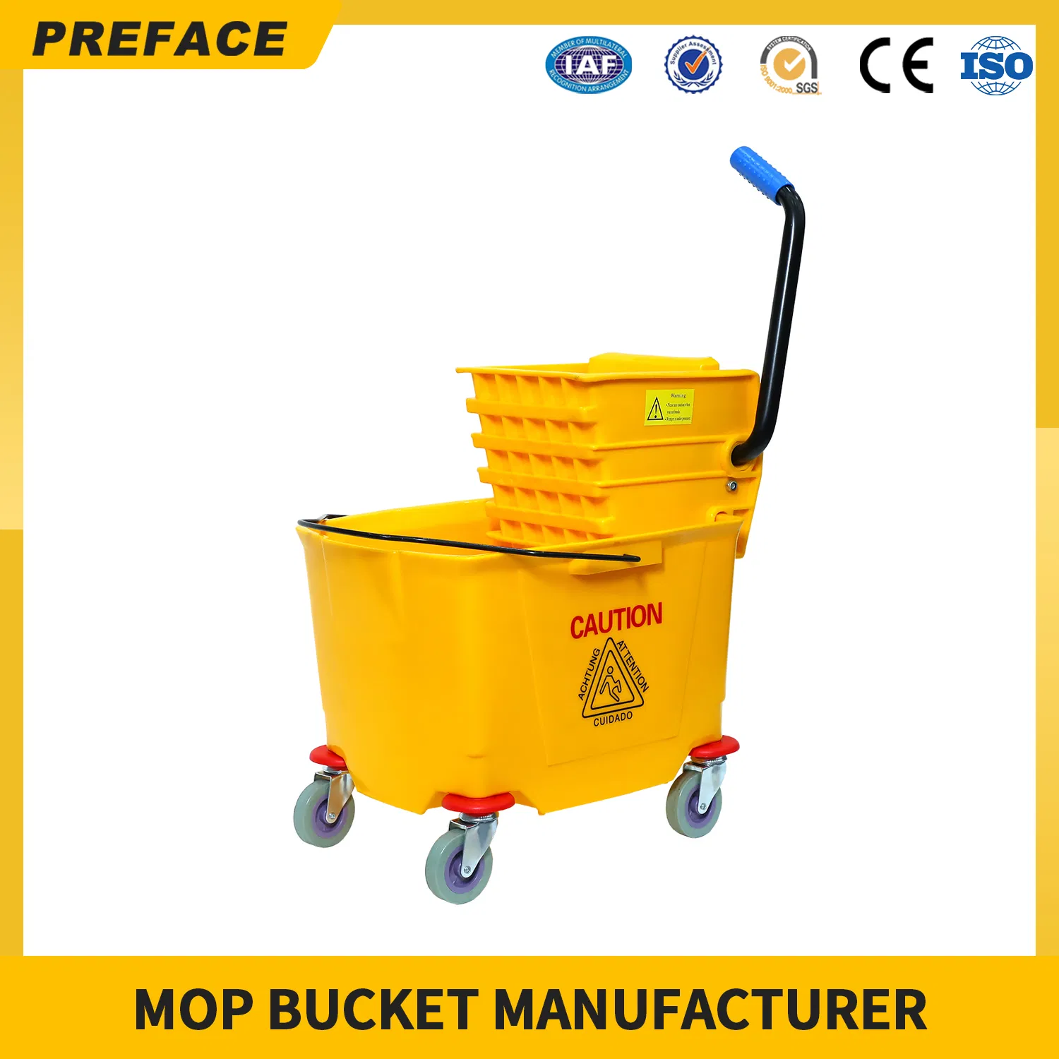 Wholesale Custom Size Round Blue Plastic Spin Flat Floor Cleaning Mop Plastic Bucket Set Supplier with Wringer 360 for Sale