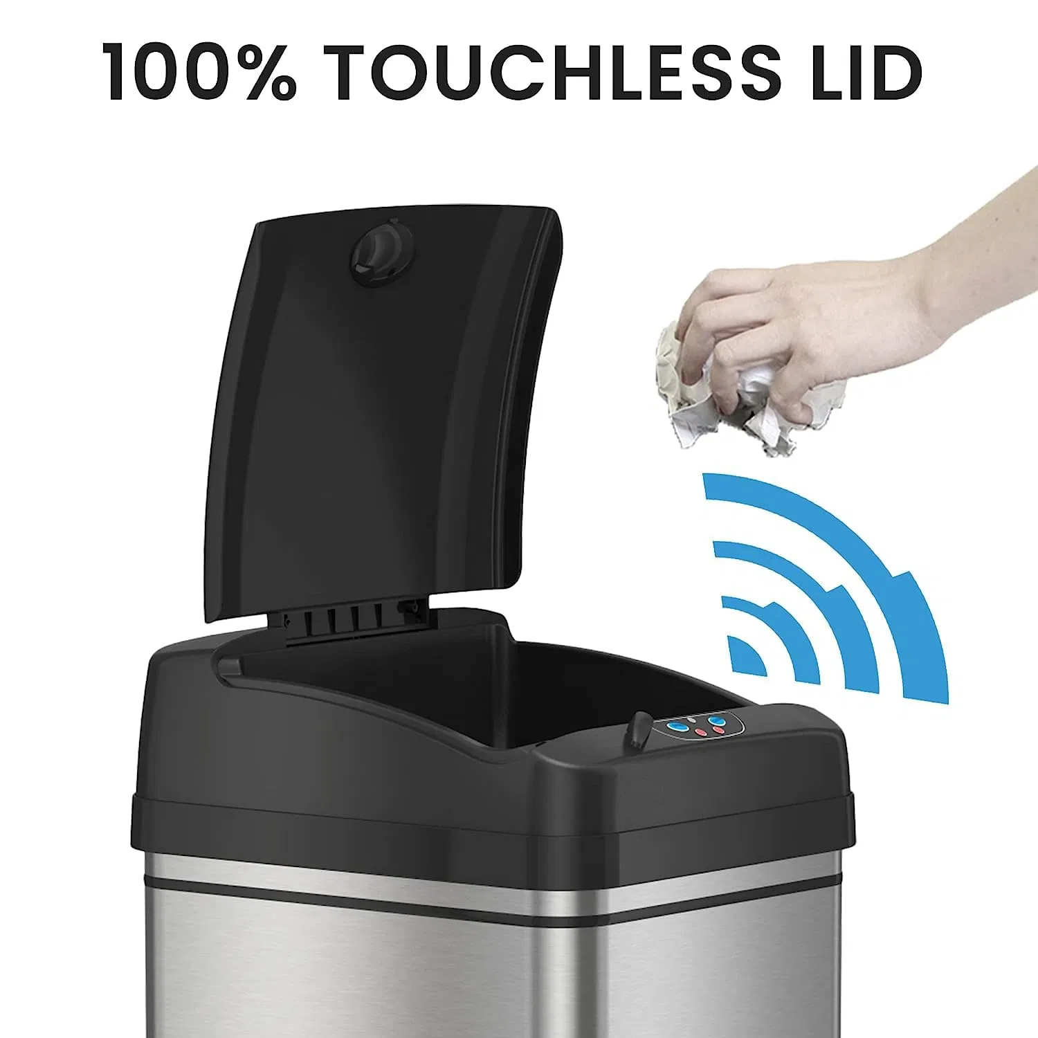 Itouchless 13 Gallon Kitchen Trash Can with Lid and Odor Filter