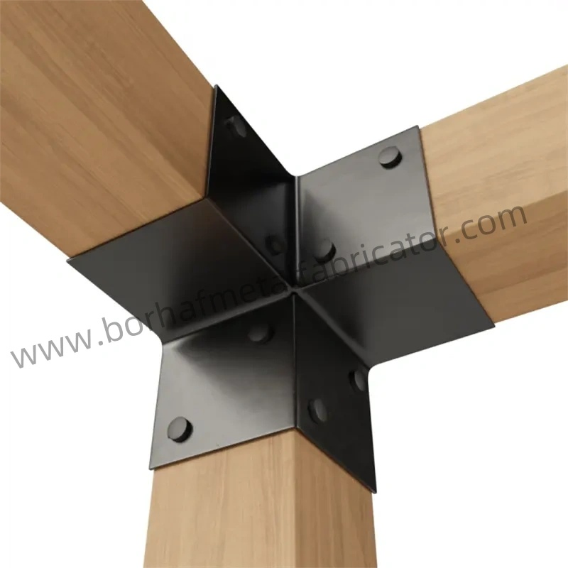 Heavy-Duty Metal Fence Post Base with Black Powder Coating Bracket Steel Material