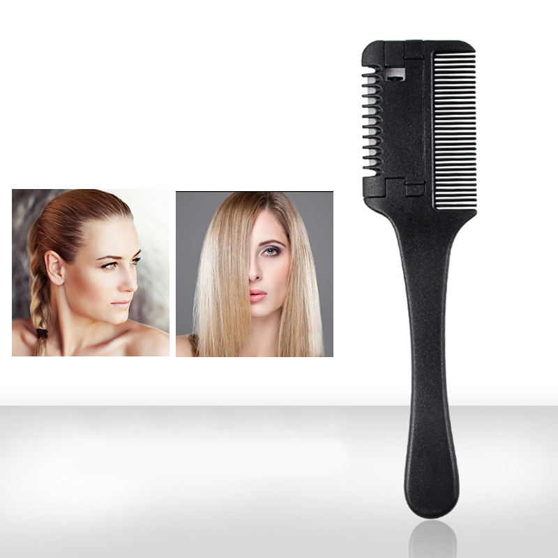 Hairdressing Haircut Brush Handle Razor Blade Hair Thinning Trimmer Comb