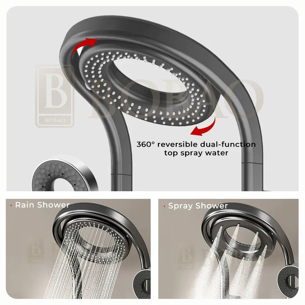 Bathroom Gun Grey Stainless Steel LED Digital Display Shower Panel