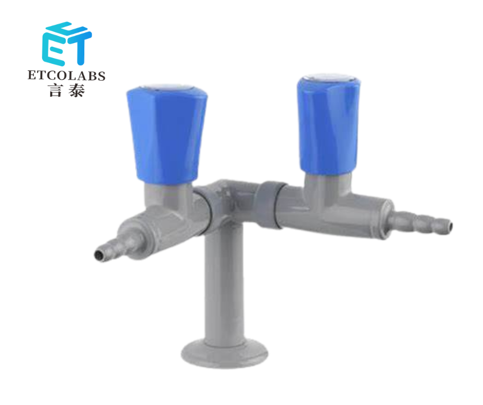 Epoxy Coated Double Outlet Lab Faucet for Water and Air Media Compatibility