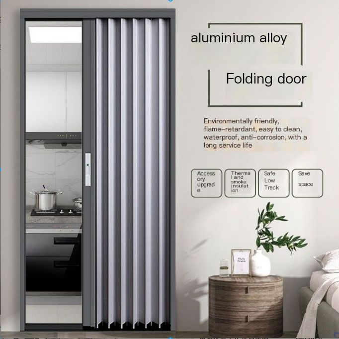Transparent Acrylic Crystal Panel Bi-Fold Sliding Door PVC Foldable Partition for Kitchen Bathroom Toilet Invisible Folding Door