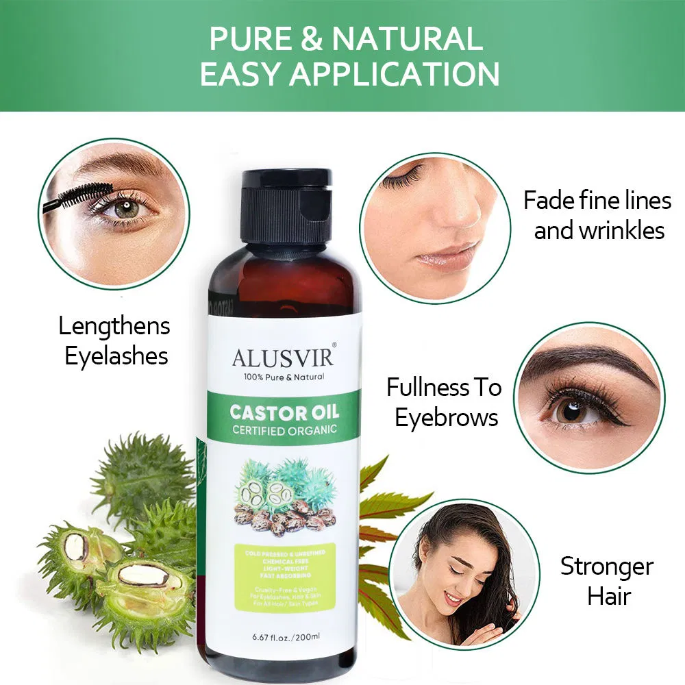 Organic Cold-Pressed Moisturizing Black Castor Oil for Hair Beard Eyelash Eyebrow Growth