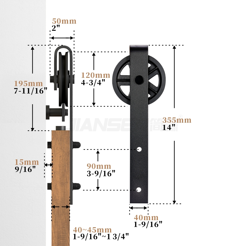 Premium Heavy-Duty Black Carbon Steel Sliding Barn Door Kit