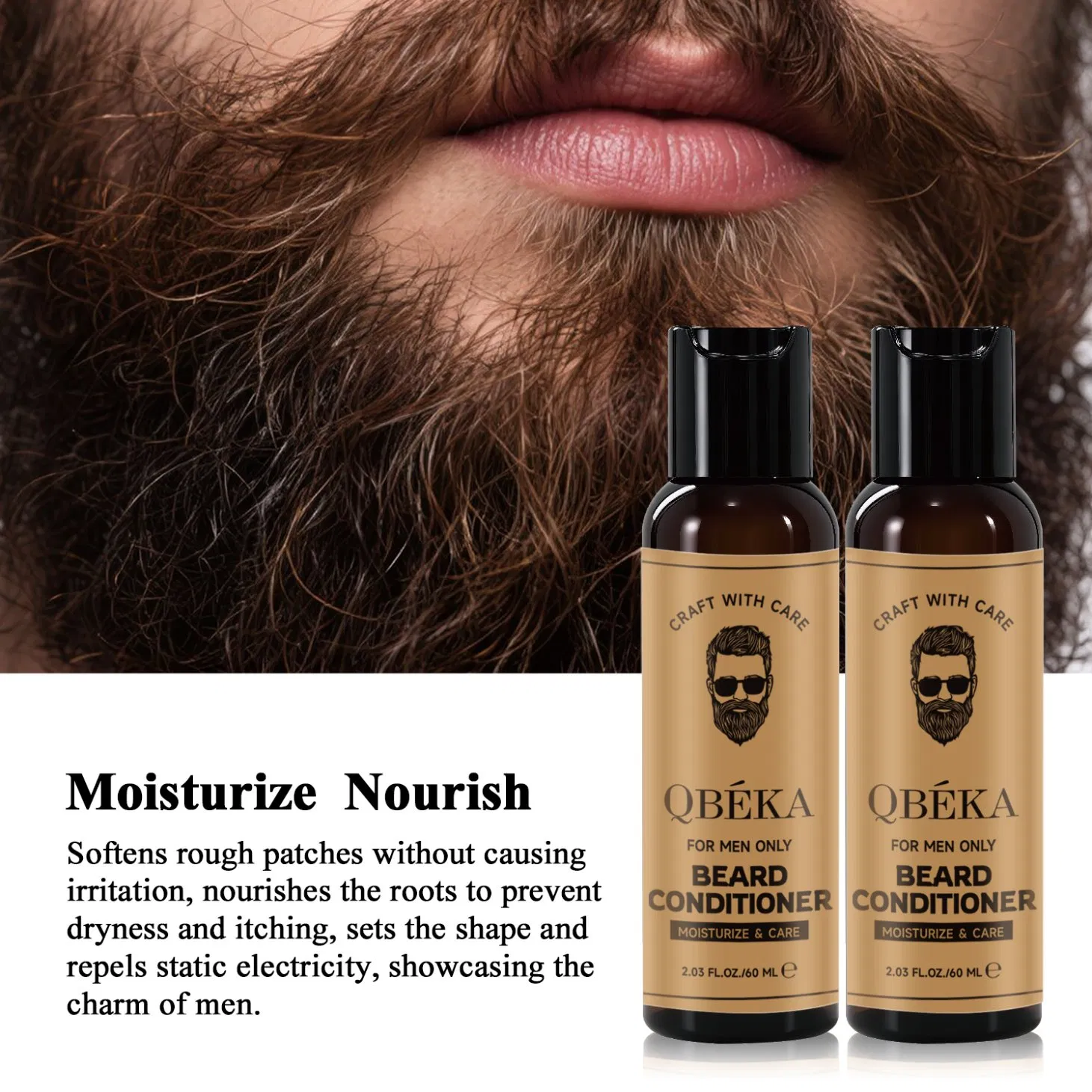 Men's Beard Conditioner Organic Softening Nourishing, Tangle-Free for Dry Beard