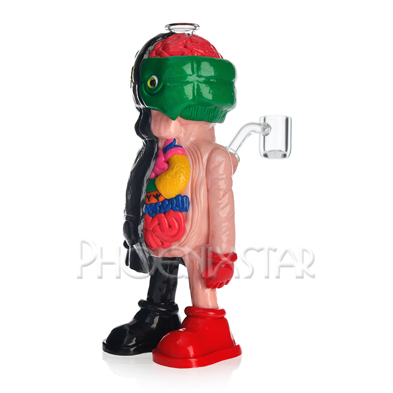 Phoenix New Design 8 Inches 3D Hand Painting Glass Bubbler Oil DAB Rig Hookah Smoking Water Pipe with Quartz Banger