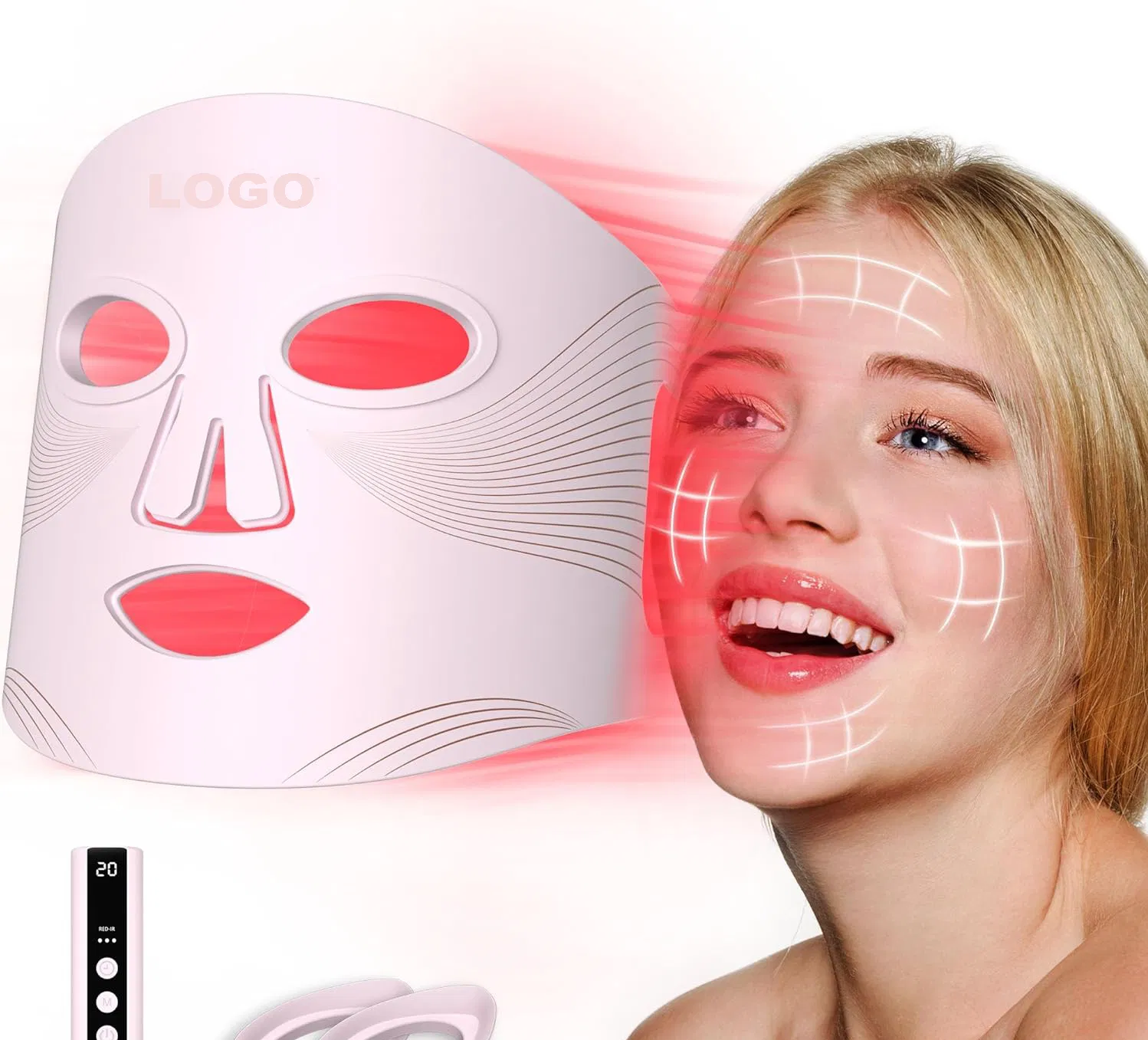 Red Light Therapy for Face, 850nm Infrared LED Face Mask Light Therapy with 180 LEDs