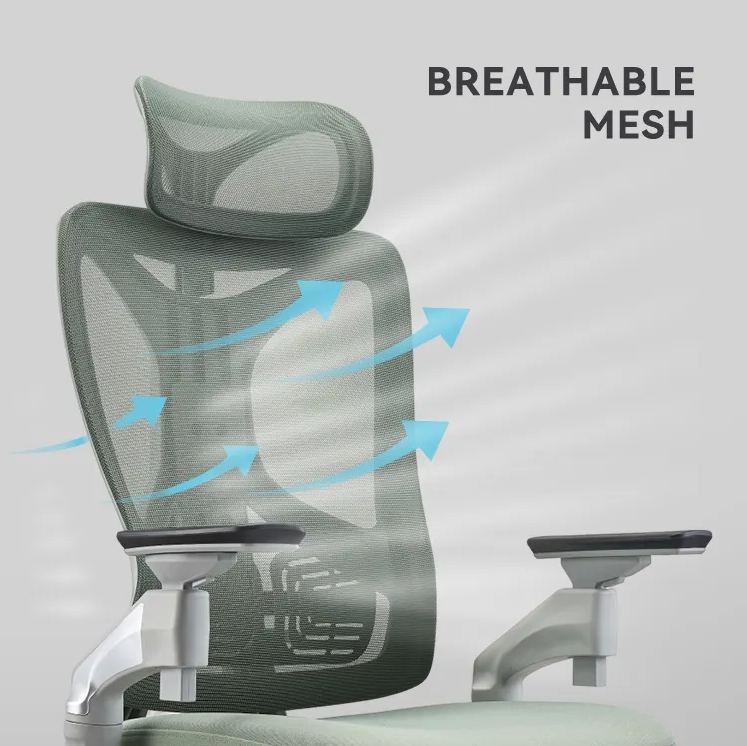 Кресло офисное эргономичное высокая спинка сетка регулируемая