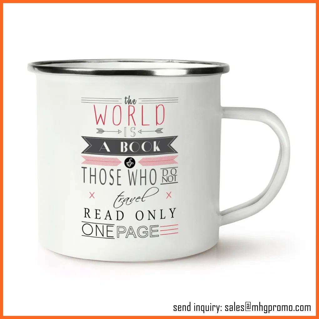 Silver Trim Enamel Metal Mug