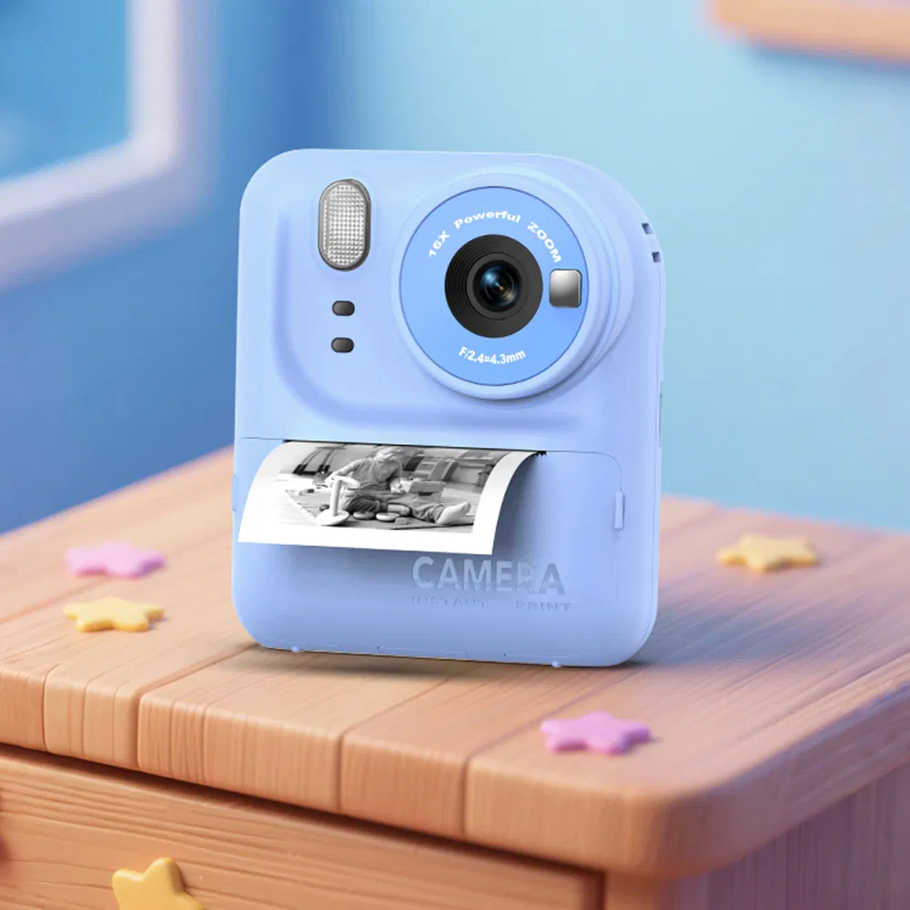 P89 Kids Instant Print Camera - HD, Portable, with 32GB Card, Blue