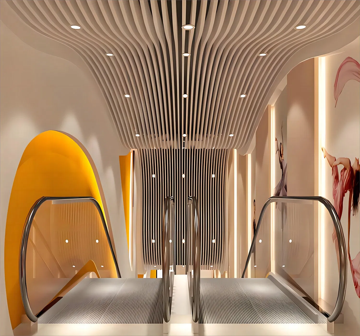 Customized False Suspended Metal Curved Ceiling Fireproof Construction Decoration Wave Baffle Aluminum Ceiling with Factory Price