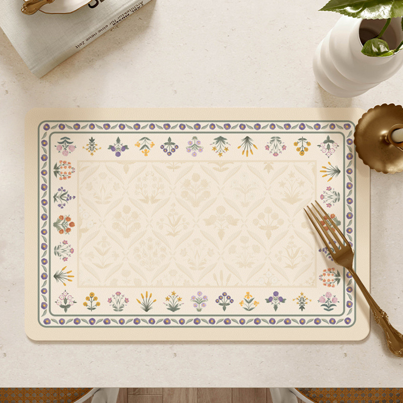 Vintage French-Style Leather-Look Premium Waterproof Oil-Proof Light Weight-Luxury Heat-Insulating Placemat for Dining Spaces