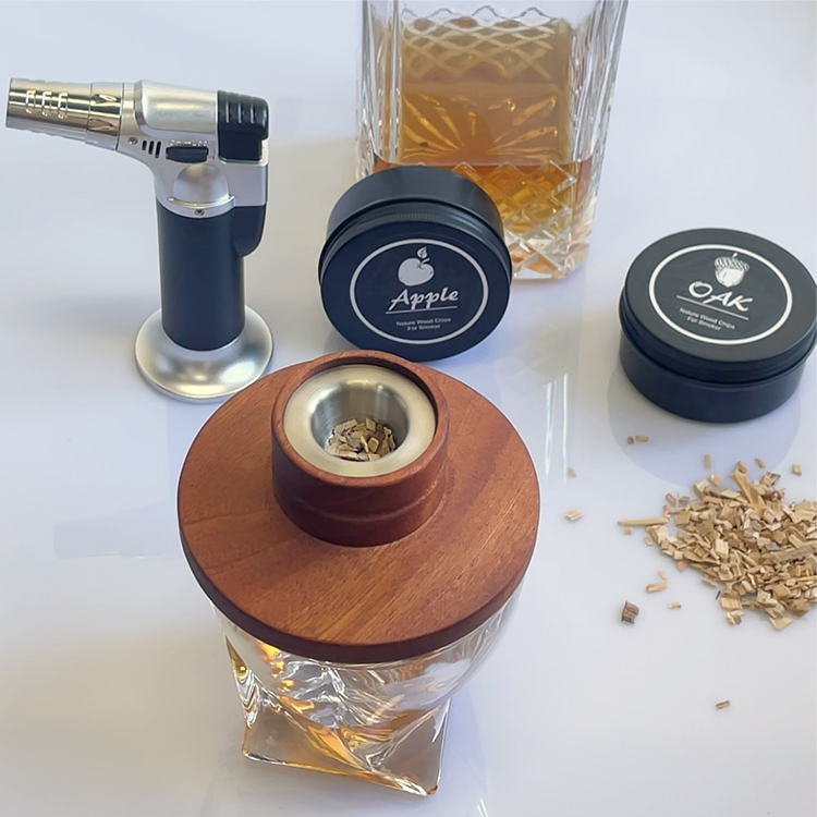 Cocktail Whiskey Smoker Gift Set Wooden Infuser Whiskey Smoke Infuser Kit for Whiskey
