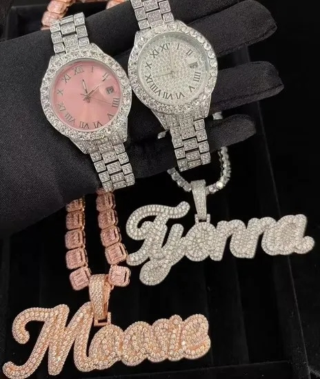 5A High-Quality Fashionable Jewelry - Gold Diamond Watch - Men's and Women's 1: 1 Morganite Watch