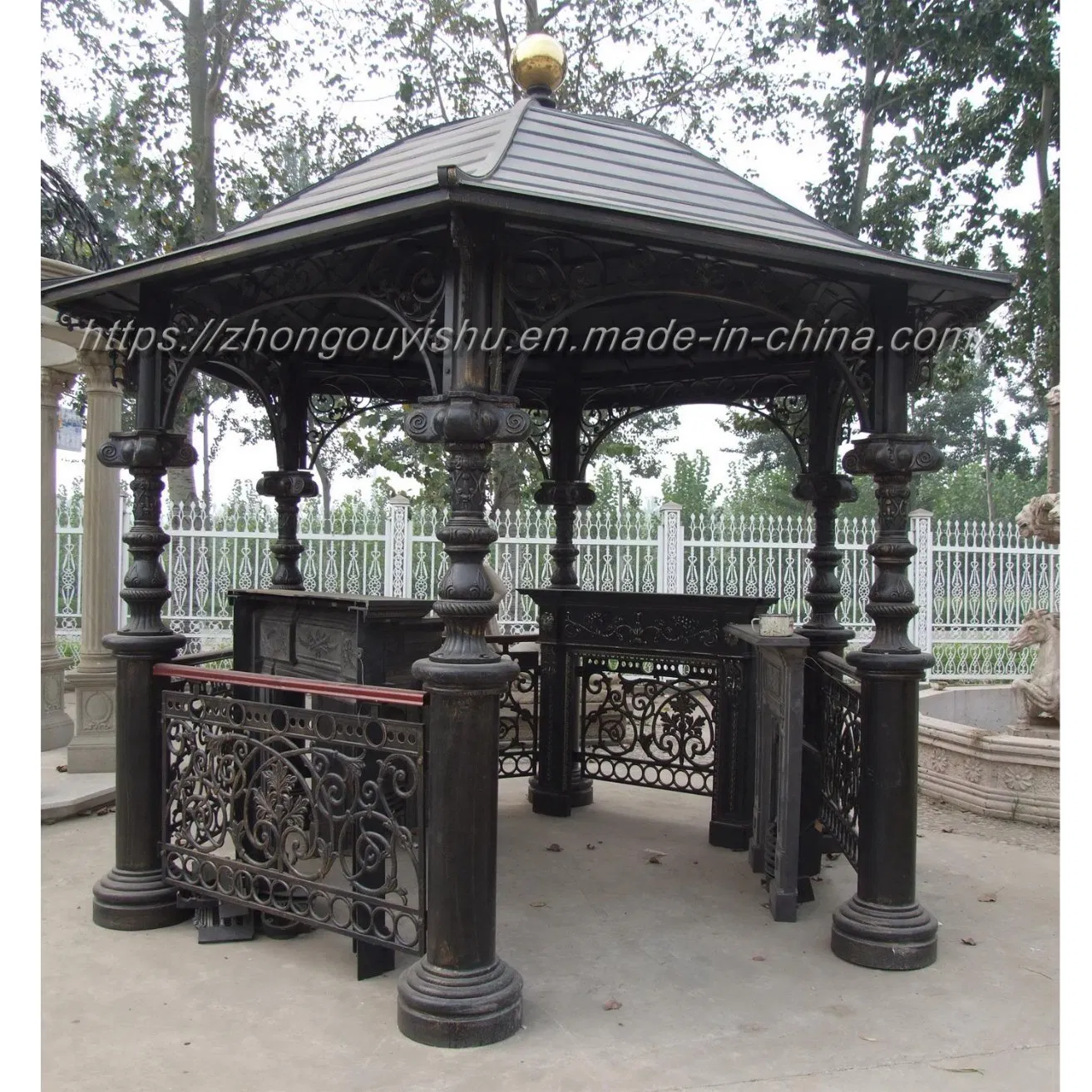 Elegant Cast Iron Gazebo with Vintage Design