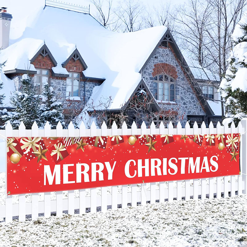 Custom Design Promotional Merry Christmas Garage Door Cover Banner for Decoration