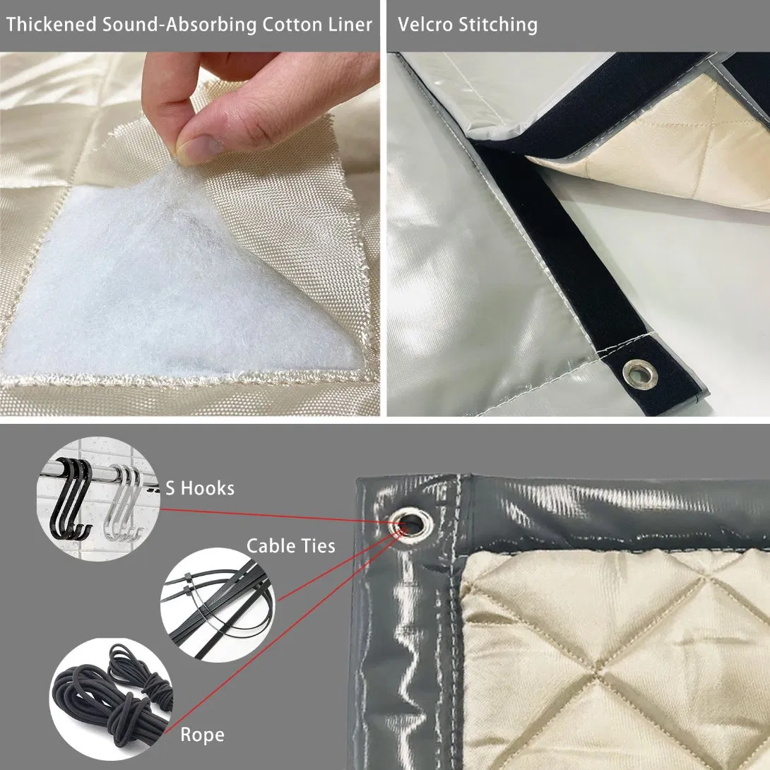 Litong Double Face Grey Color Logo Printing Outdoor Soundproof Blanket Acoustic Sound Barrier Blanket
