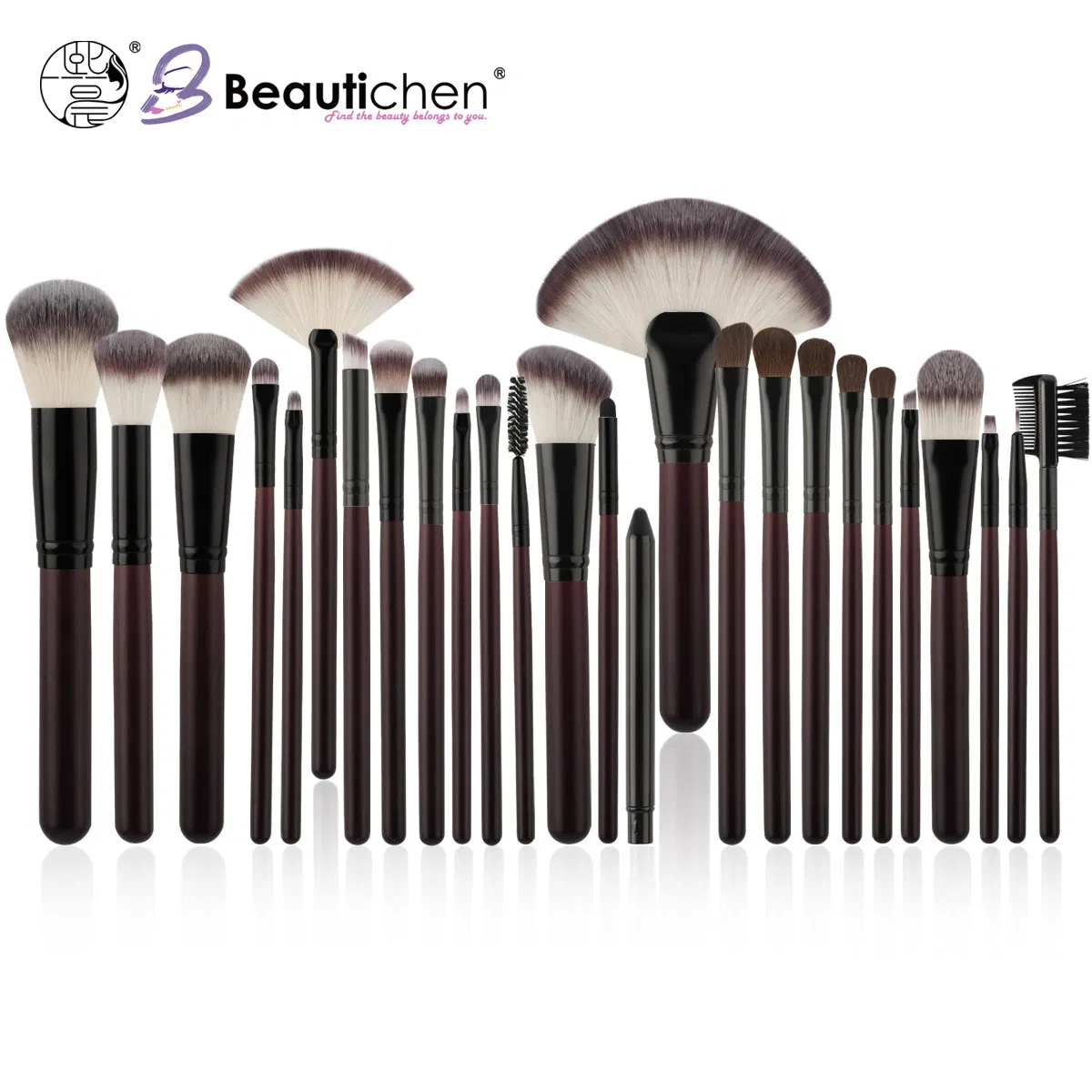 Beautichen 24-Piece Professional Makeup Brush Set with Birch Wood Handles – Premium Synthetic Bristles for Face & Eye Makeup
