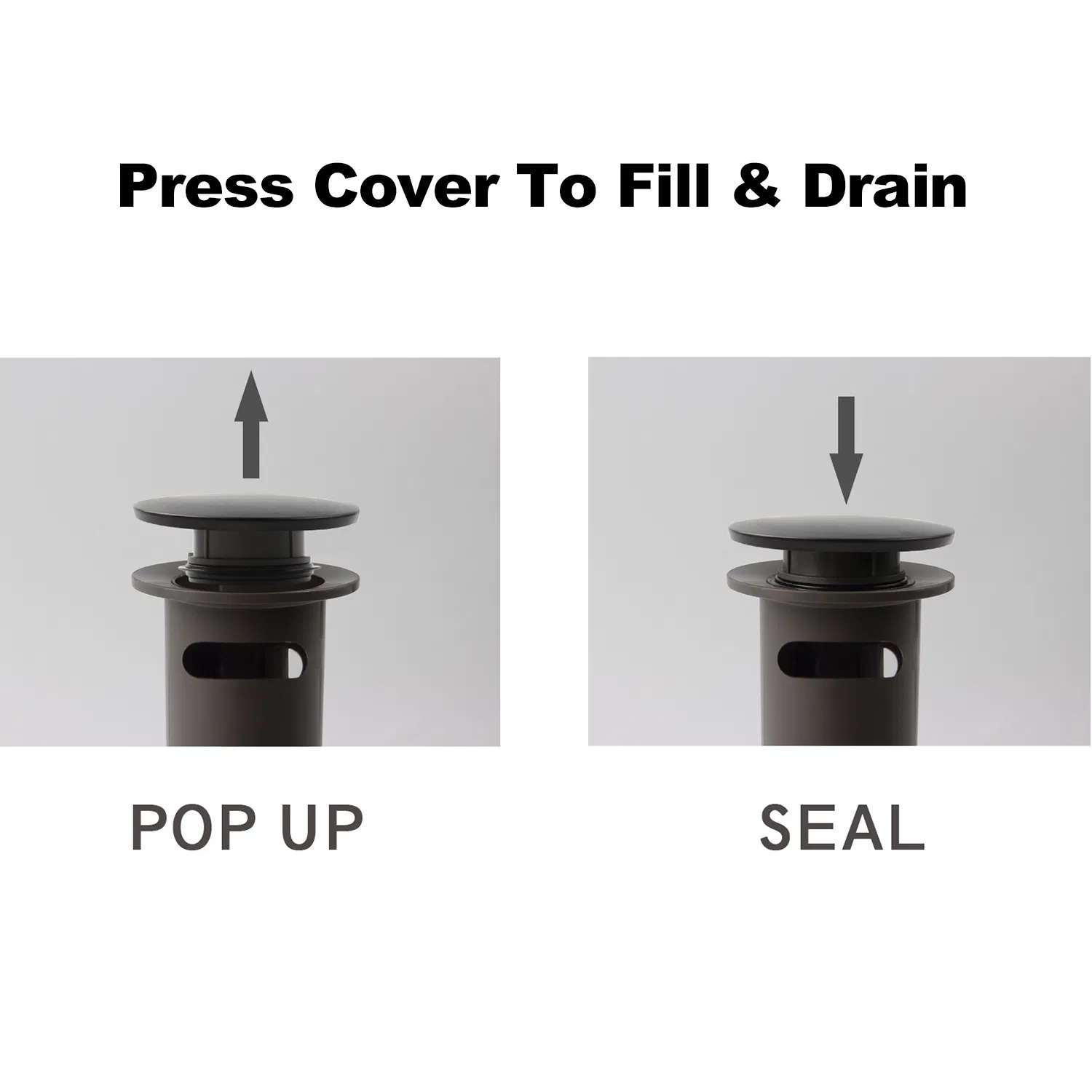 Bathroom Sink Drain with Overflow Matte Black Pop up Drain Stopper Vanity Vessel Sink Bathroom Vessel Drain Anti Clog