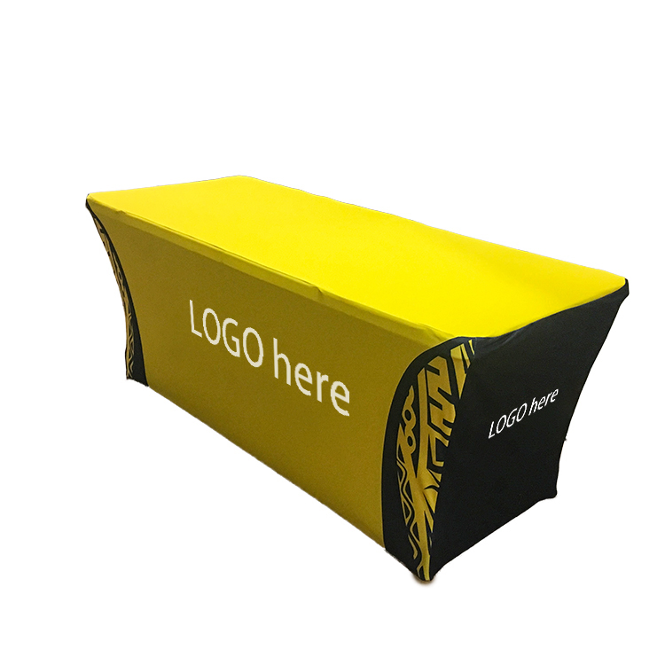 6FT 8FT Table Cover 3 Sided Open Back Customizable Table Banner for Exhibition