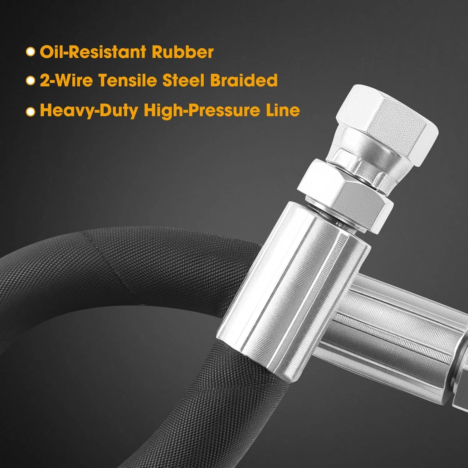 HuaJ Factory OEM High Pressure 3/8" Hydraulic Hose Assembly 12 inch,with 3/8" JIC 37° Female Swivel Fittings,SAE 100R2AT 2 Wire Braid, 4785 PSI, -40°F to +250°F