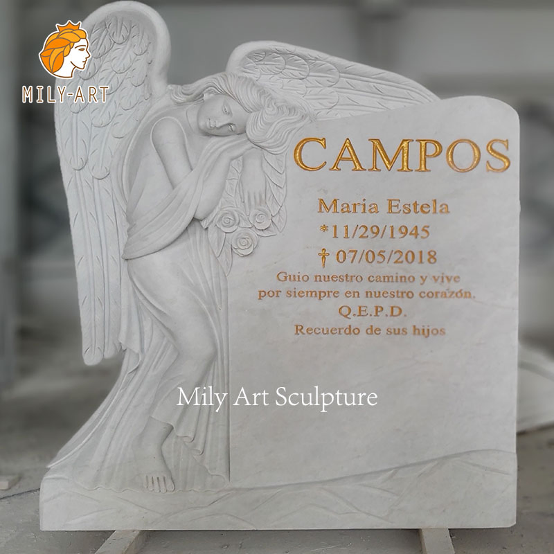 Natural White Marbl Angel Grave Stone Tombstone Angel Monument