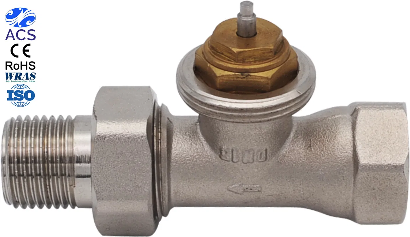 Straight Thermostatic Radiator Valve with 1/2" X 1/2" Adaptor Nickel Plated