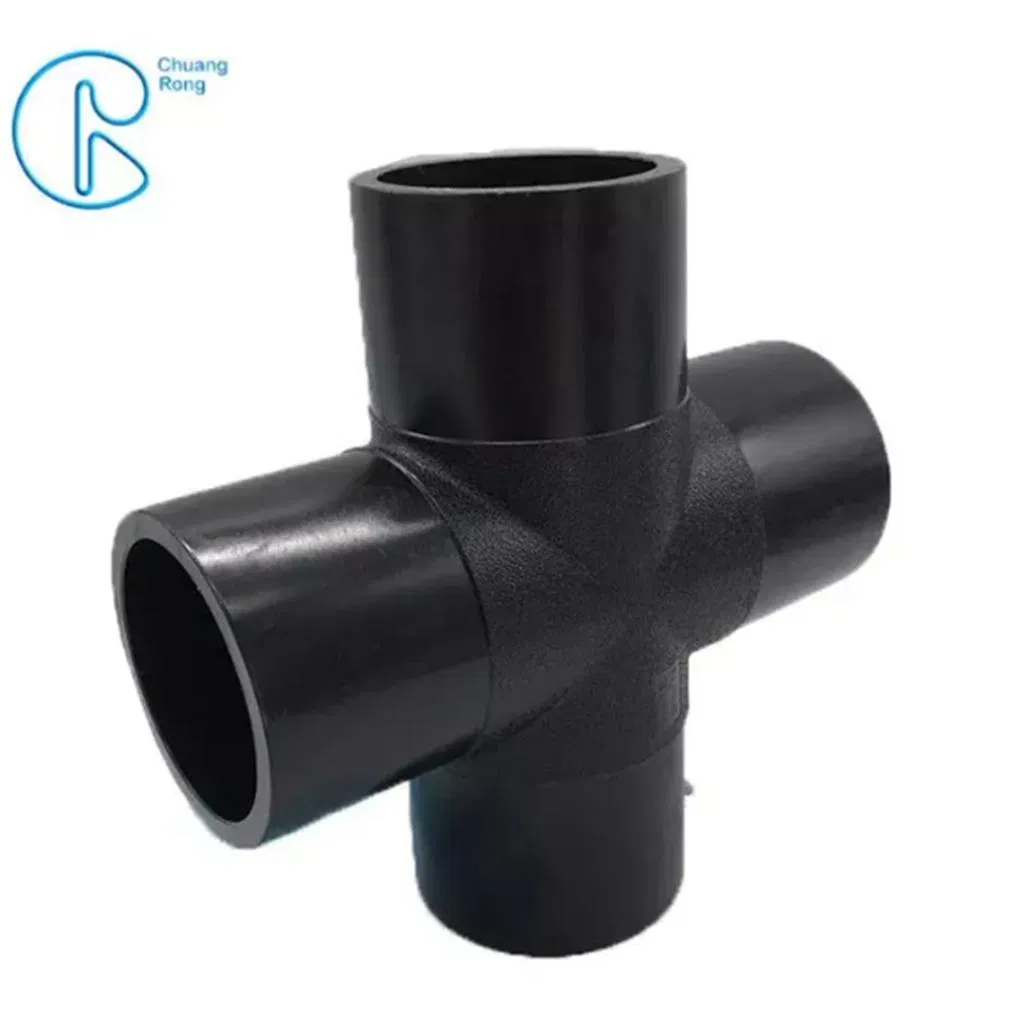 HDPE Equal Cross Pipe Fittings Four Tee for Water Supply