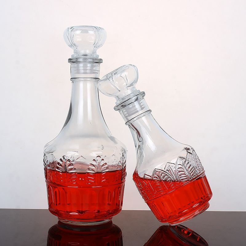 New Arrive China Bottles Custom 500ml 1000ml Flint Clear Glass Spirit Bottle Whisky Decanter