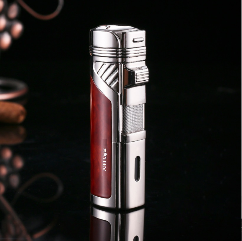 Hot Sale Quality 3 Jet Flames Torch Lighter with Cigar Puncher Inflatable Cigar Lighter