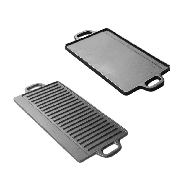 Durable Preseasoned Cast Iron Griddle with Reversible Design for Gas Stove