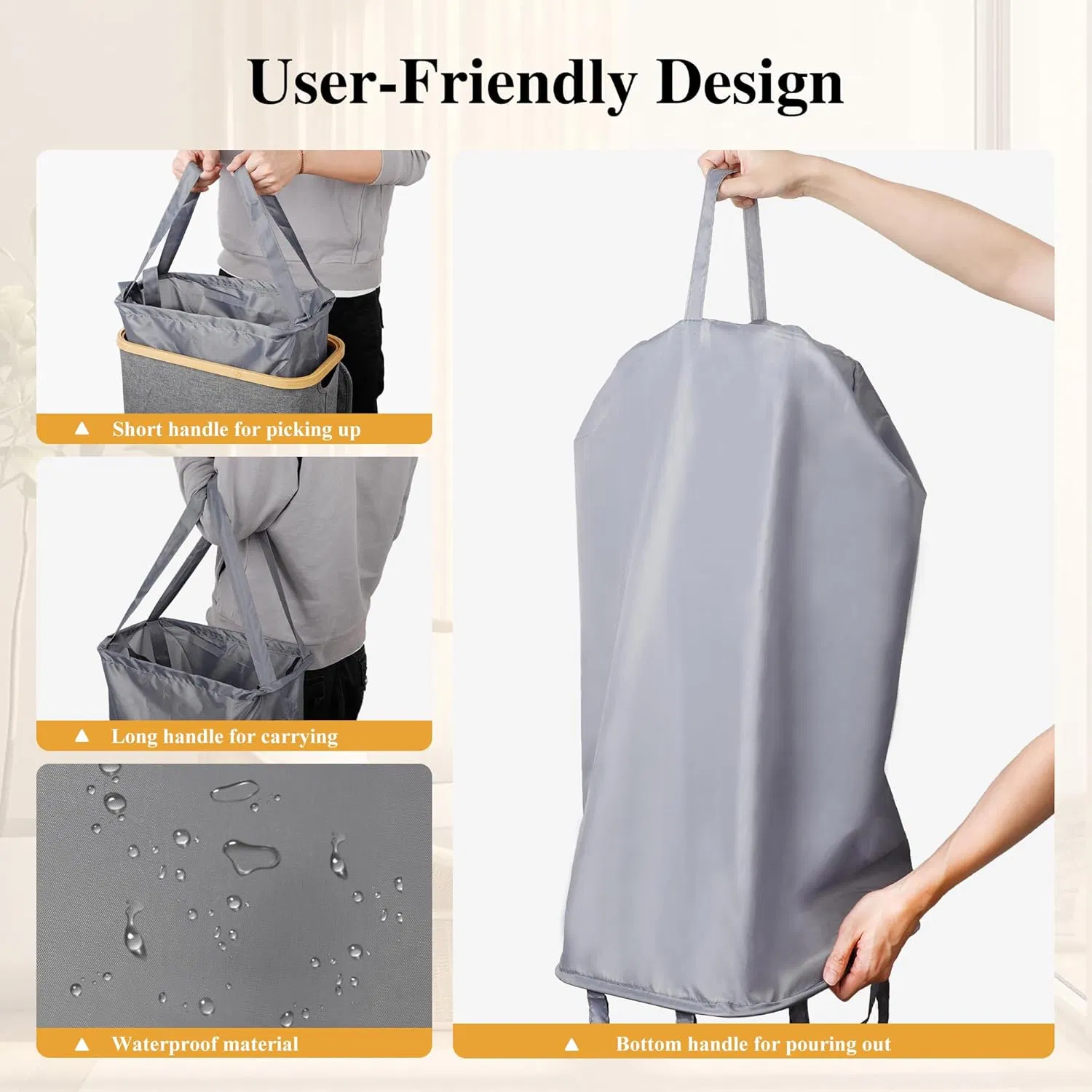 Bamboo Household Bedroom Laundry Room Laundry Basket with Lid and Inner Bag for Clothes and Miscellaneous Items